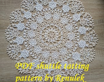 doily GALAXY” PDF Original Shuttle Tatting Pattern by Renulek. Instant Digital Download. Tatting yourself gift. schemat frywolitki