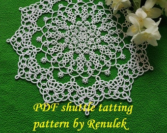 Doily JASMIN” PDF Original Shuttle Tatting Pattern by Renulek. Instant Digital Download. Tatting yourself gift. schemat frywolitki