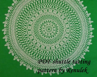 doily „Spring2019” -Wiosna2019 RENULEK- PDF Original Shuttle Tatting Pattern by Renulek. Instant Digital Download. schemat frywolitki