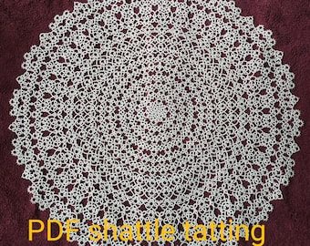 Doily “Coral Reef” PDF Original Shuttle Tatting Pattern by Renulek. Instant Digital Download. Tatting yourself gift. schemat frywolitki