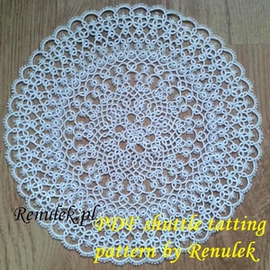 doily „Summer”-RENULEK- PDF Original Shuttle Tatting Pattern by Renulek. Instant Digital Download. Tatting yourself gift. schemat frywolitki