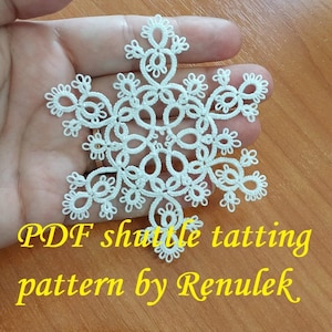 Snowflake Corona” PDF Original Shuttle Tatting Pattern by Renulek. Instant Digital Download. Tatting yourself gift. schemat frywolitki