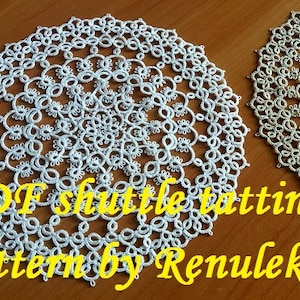 doily MARTA. PDF Original Shuttle Tatting Pattern by Renulek Instant Digital Download. Tatting yourself gift. lace napkin