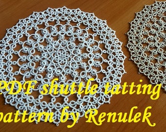 doily MARTA. PDF Original Shuttle Tatting Pattern by Renulek Instant Digital Download. Tatting yourself gift. lace napkin