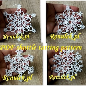 Tatting Snow” -RENULEK- PDF Original Shuttle Tatting Pattern by Renulek. Instant Digital Download. Tatting yourself gift. schemat frywolitki