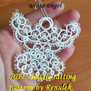 WHITE ANGEL. PDF Original Shuttle Tatting Pattern. Anioł. Frywolitka. Instant Digital Download. Tatting yourself. xmas gift.