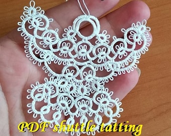 WHITE ANGEL. PDF Original Shuttle Tatting Pattern. Anioł. Frywolitka. Instant Digital Download. Tatting yourself. xmas gift.
