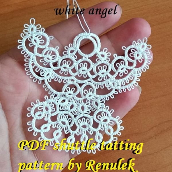 WHITE ANGEL. PDF Original Shuttle Tatting Pattern. Anioł. Frywolitka. Instant Digital Download. Tatting yourself. xmas gift.