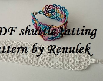Bookmark- Bracelet’PDF Original Shuttle Tatting Pattern by Renulek Instant Digital Download. Tatting yourself gift. schemat frywolitki