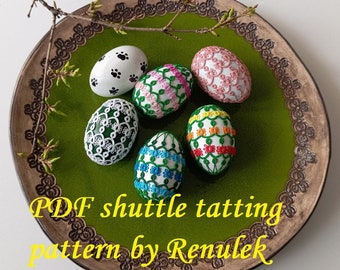 Egg 3D – no 9” PDF Original Shuttle Tatting Pattern by Renulek. Instant Digital Download. Tatting yourself gift. schemat frywolitki