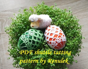 Ei 3D – no.20cm PDF Original Shuttle Tatting Schnittmuster von Renulek. Sofortiger digitaler Download. OSTERN. Tatting selbst Geschenk. Schema frywolitki