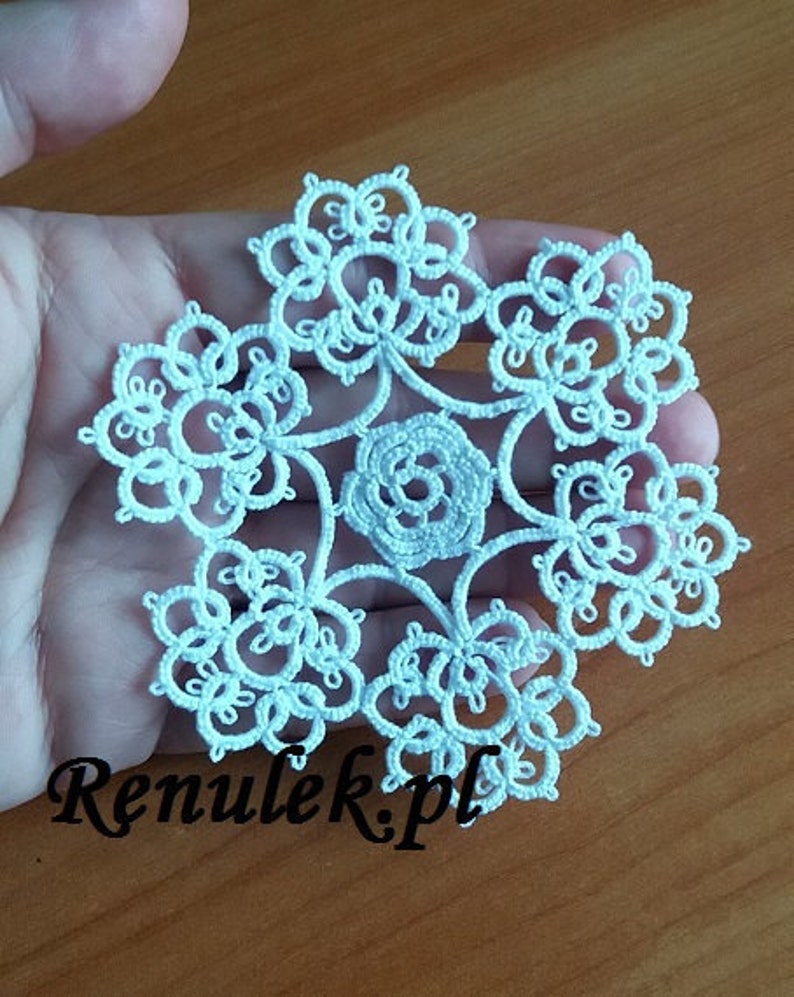 Tatting yourself gift snowflake VERONICA PDF Original Shuttle Tatting Pattern by Renulek Instant Digital Download schemat frywolitki