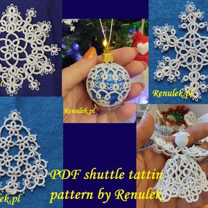 "Xmas Treasures2023" PDF Original Shuttle Tatting Mönster av Renulek. Omedelbar digital nedladdning. Tatuering själv present. schema frywolitki