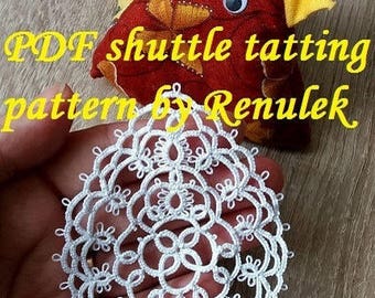 Easter egg3" PDF Original Shuttle Tatting Pattern  by Renulek Instant Digital Download. Tatting yourself gift. schemat frywolitki