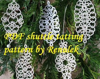 Christmas Icicles -RENULEK- PDF Original Shuttle Tatting Pattern by Renulek. Instant Digital Download. xmas gift. schemat frywolitki