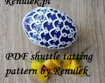 Egg 3D no.1 -RENULEK-PDF Original Shuttle Tatting Pattern by Renulek. Instant Digital Download. Tatting yourself gift. schemat frywolitki