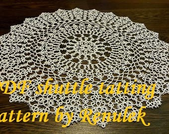 doily “CARLINA” -RENULEK- PDF Original Shuttle Tatting Pattern napkin by Renulek Instant Digital Download. lace napkin pattern