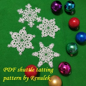 Snowflake Malija” PDF Original Shuttle Tatting Pattern by Renulek. Instant Digital Download. Tatting yourself gift. schemat frywolitki
