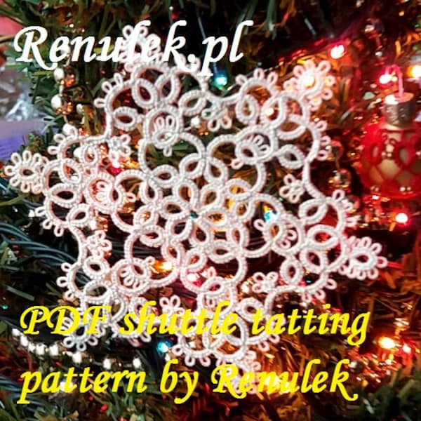 snowflake ROSIE -RENULEK- PDF Original Shuttle Tatting Pattern. Instant Digital Download. xmas gift. schemat frywolitki