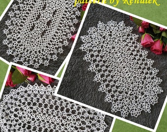 Doilies Three Queens” PDF Original Shuttle Tatting Pattern by Renulek. Instant Digital Download. Tatting yourself gift. schemat frywolitki