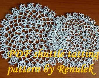 doily“RASPBERRY” -RENULEK- PDF Original Shuttle Tatting Pattern napkin by Renulek Instant Digital Download. schemat frywolitki