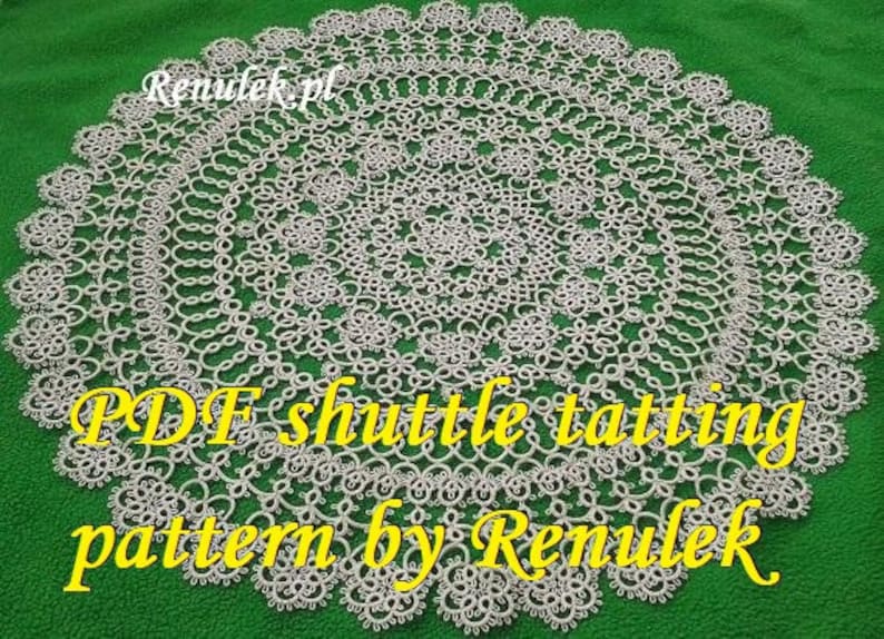 doily WIOSNA2015\u201d PDF Original Shuttle Tatting Pattern by Renulek Instant Digital Download lace napkin. Tatting yourself gift