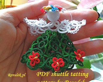 3 Folk Angels 3D ” PDF Original Shuttle Tatting Pattern by Renulek. Instant Digital Download. Tatting yourself gift. schemat frywolitki