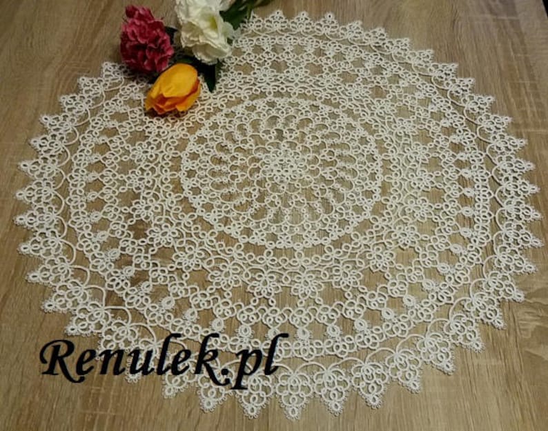 Deckchen Spring2018 PDF Original Shuttle Tatting Muster von Renulek. Sofortiger digitaler Download. Tatting selbst Geschenk. Spitze Serviette. Bild 4