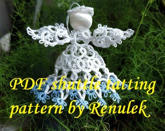 Floral Angel 3D” PDF Original Shuttle Tatting Pattern by Renulek. Instant Digital Download. Xmas. Tatting yourself gift. schemat frywolitki