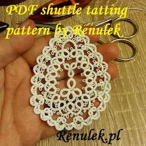 Easter egg1. PDF Original Shuttle Tatting Pattern by Renulek Instant Digital Download. Tatting yourself gift. schemat frywolitki