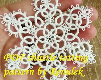 Snowflake NOEL. PDF Original Shuttle Tatting Pattern. Instant Digital Download. Tatting yourself xmas gift. schemat frywolitki czółenkowej.