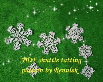 Snow Garland-2” PDF Original Shuttle Tatting Pattern by Renulek. Instant Digital Download. Tatting yourself gift. schemat frywolitki