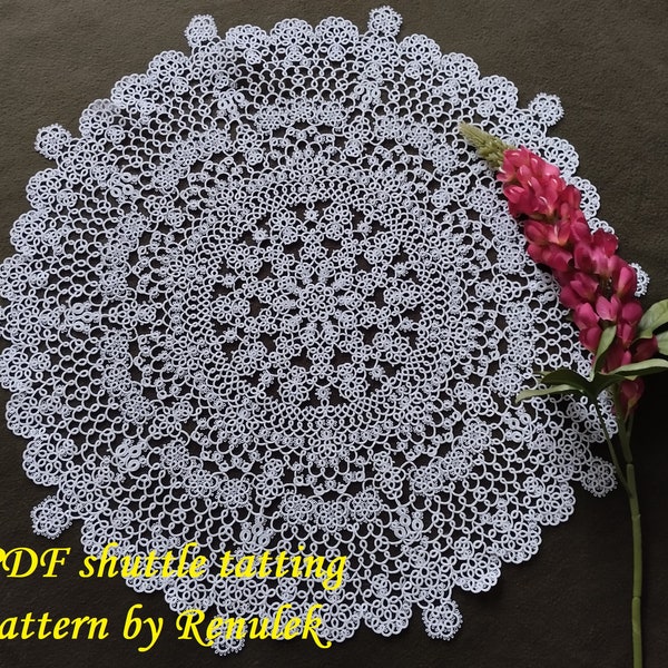 Spring Doily 2023” PDF Original Shuttle Tatting Pattern by Renulek. Instant Digital Download. Tatting yourself gift. schemat frywolitki