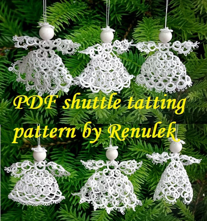 SIX Angels 3D RENULEK PDF Original Shuttle Tatting Pattern. Instant Digital Download. Tatting yourself. xmas gift. schemat frywolitki. image 1