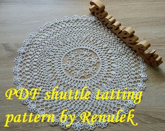 doily „Lotos MAXI” PDF Original Shuttle Tatting Pattern by Renulek. Instant Digital Download. Tatting yourself gift. schemat frywolitki