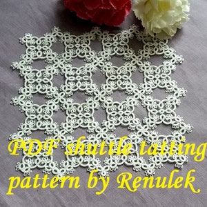 doily „Iris” PDF Original Shuttle Tatting Pattern by Renulek. Instant Digital Download. Tatting yourself gift. schemat frywolitki