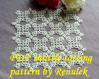 doily „Iris” PDF Original Shuttle Tatting Pattern by Renulek. Instant Digital Download. Tatting yourself gift. schemat frywolitki