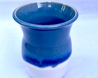 vase, pottery vase, handmade pottery vase, blue vase, blue pottery vase, pottery decor, blue handmade pottery vase