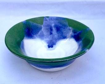 Bowl, pottery bowl, handmade pottery bowl, blue green bowl, blue green pottery bowl, fruit bowl, pottery decor, blue handmade pottery bowl