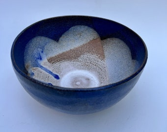 Bowl, pottery bowl, handmade pottery bowl, blue bowl, blue pottery bowl, fruit bowl, pottery decor, blue handmade pottery bowl, serving bowl