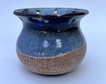Bowl, pottery bowl, handmade pottery bowl, blue bowl, blue pottery bowl, vase, pottery decor, blue handmade pottery decor, candle holder