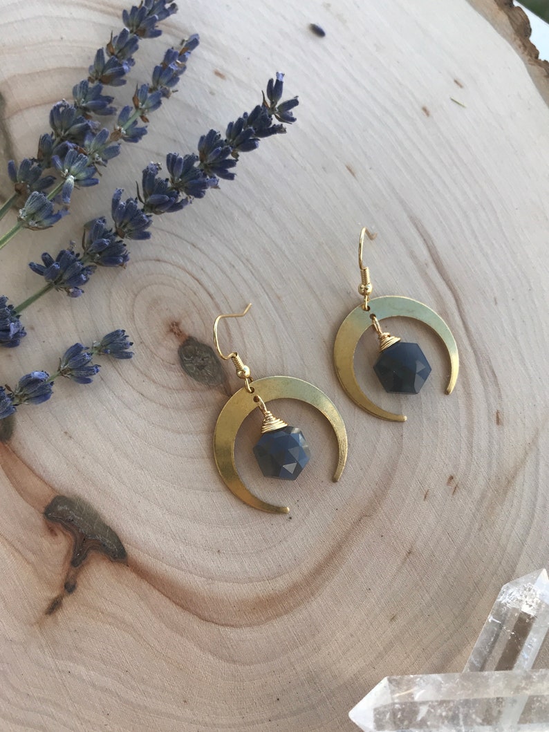 Crescent Hexagon Earrings