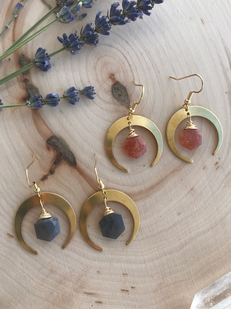 Crescent Hexagon Earrings