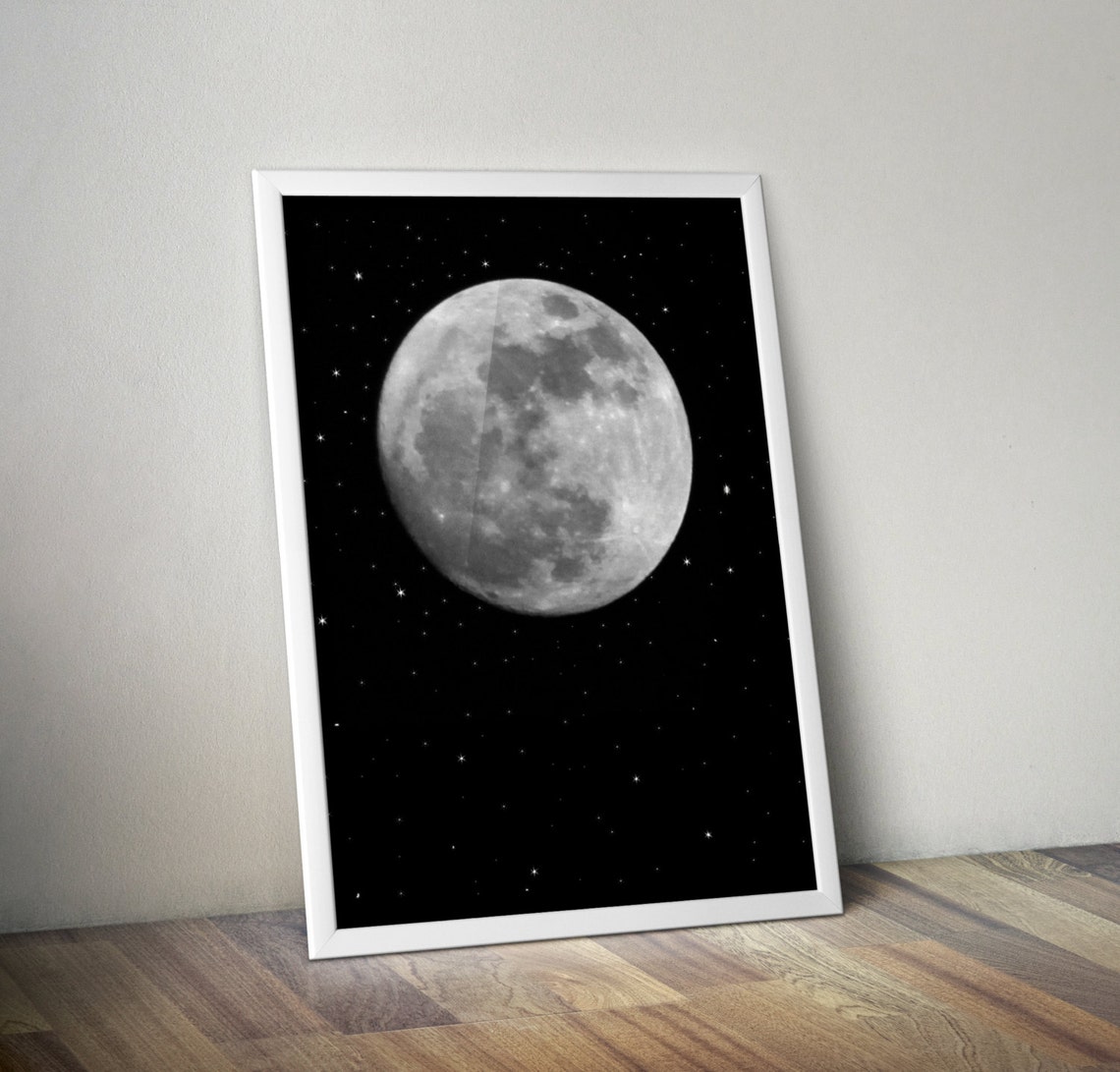 Moon and Stars Printable Nursery Wall Art Poster Moon - Etsy