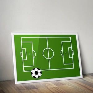 Fußballplatz und ein Ball Poster, Jungenzimmer Poster, Sport Poster zum Ausdrucken, Fußball Kunst, Babyzimmer Poster, Digitaldruck