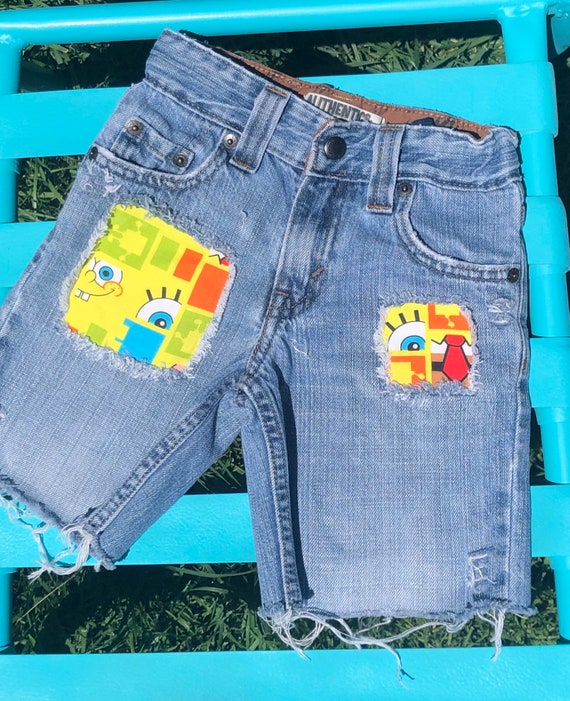 Sponge Bob Square Pants Birthday Jeans Ripped Distressed Etsy