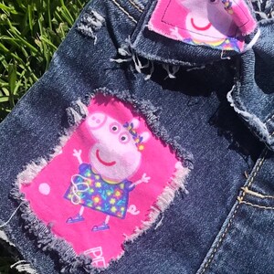 Peppa Pig Shorts Birthday Denim Distressed Rip From Peppa Pig Fabric Peppa Pig Shorts Birthday Denim Distressed Rip From Peppa Pig Fabric