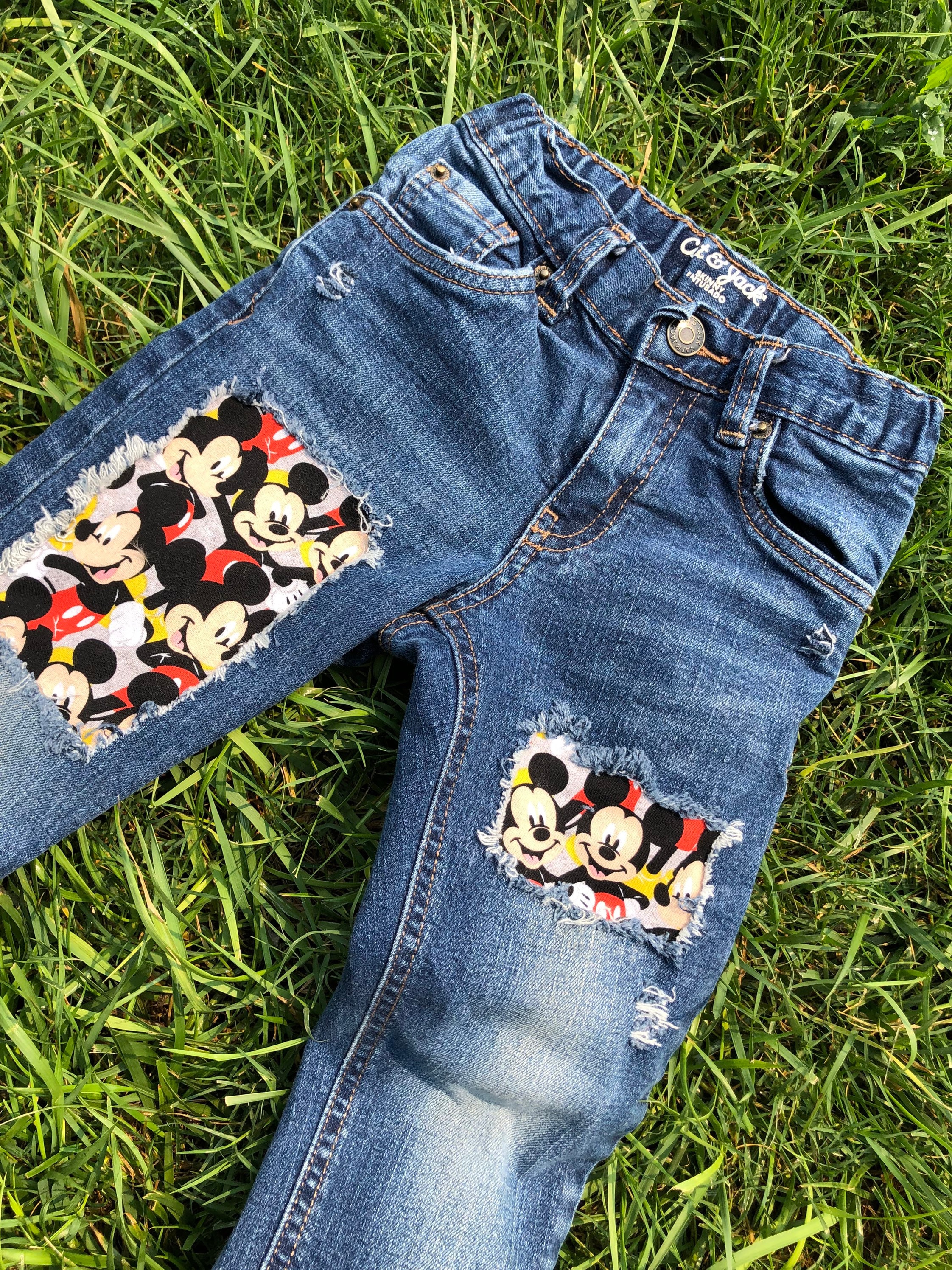 Mickey Mouse Jeans Distressed Disneyland Jeans Boys Birthday - Etsy