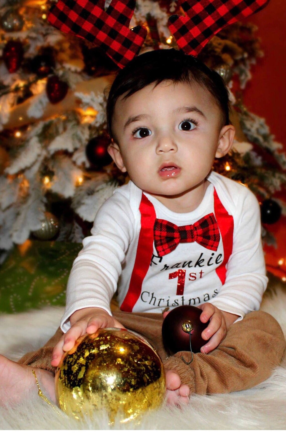 My First Christmas Outfit Baby Boys First Christmas Etsy