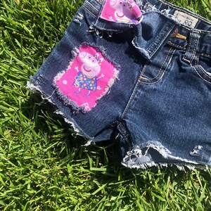 Peppa Pig Shorts Birthday Denim Distressed Rip From Peppa Pig Fabric Peppa Pig Shorts Birthday Denim Distressed Rip From Peppa Pig Fabric